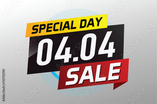 4.4 Special day sale word concept vector illustration with ribbon and 3d style for use landing page, template, ui, web, mobile app, poster, banner, flyer, background, gift card, coupon

