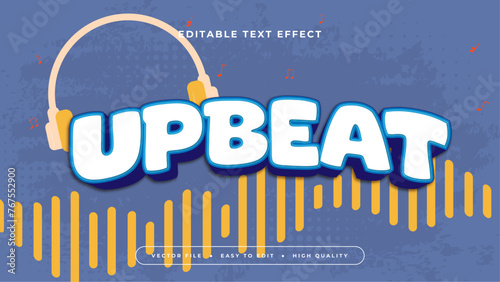 Blue white and yellow upbeat 3d editable text effect - font style