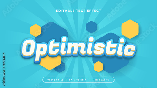 Yellow blue and white optimistic 3d editable text effect - font style