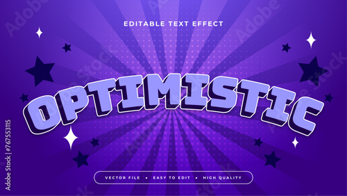 Purple violet blue and white optimistic 3d editable text effect - font style