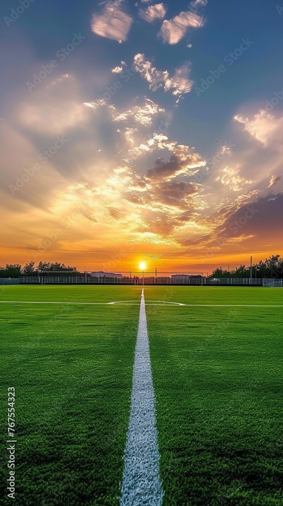 Soccer Field With Setting Sun Soccer Field With Setting Sun