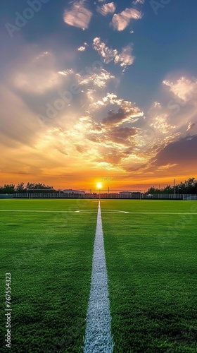 Soccer Field With Setting Sun