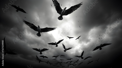 Black and White Elegance: A Majestic Capture of Feathered Freedom Soaring Across a Dynamic Sky © Lucas