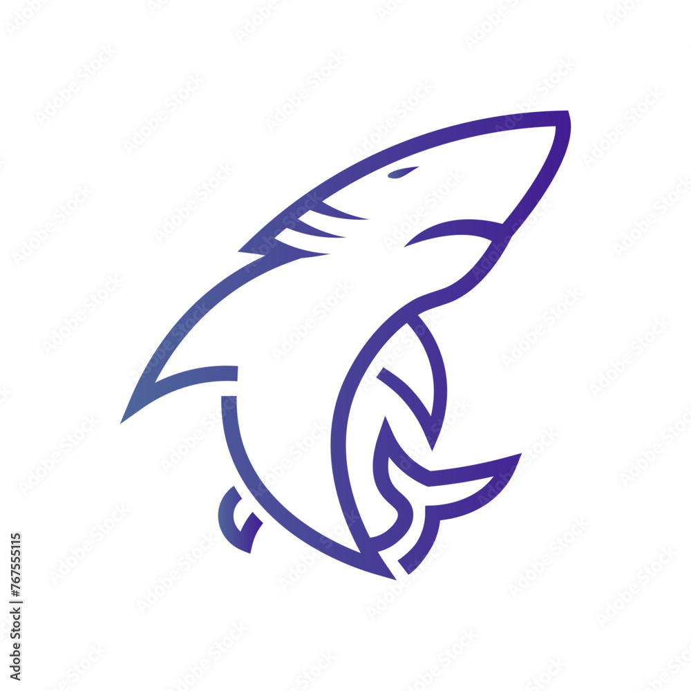 Blue sharp fierce shark logo