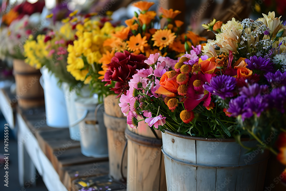 flowers in pots on the street