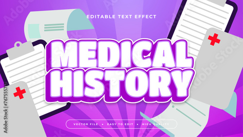 White gray grey and purple violet medical history 3d editable text effect - font style