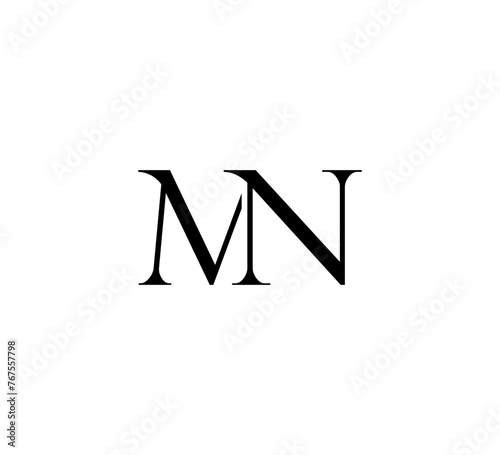 Initial Letter Logo. Logotype design. Simple Luxury Black Flat Vector MN