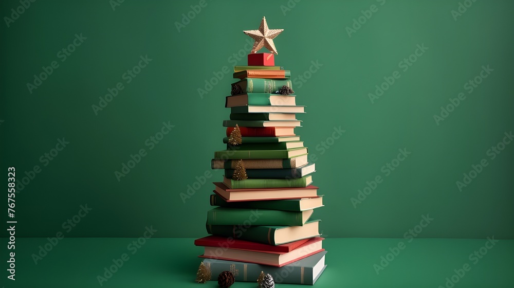 Christmas tree made from pile of books. Colorful Books in the form of christmas tree on red background. Creative Chirstmas background in minimalist style. Holiday book sale, Christmas ... See More
Christmas tree made from pile of books. Colorful Books in the form of christmas tree on red background. Creative Chirstmas background in minimalist style. Holiday book sale, Christmas ... See More