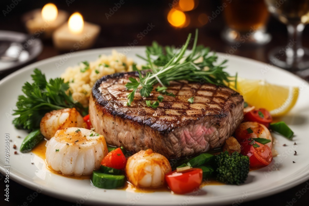 Meat steak from luxury restaurant menu is ready to be served Meat steak from luxury restaurant menu is ready to be served