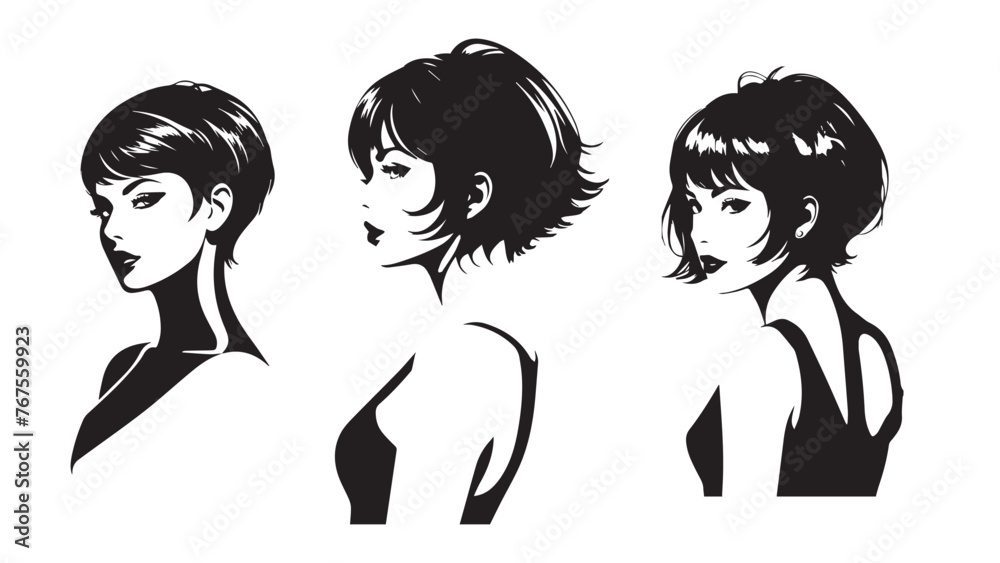 a profile woman silhouettes on the white background vector image a profile woman silhouettes on the white background vector image