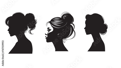 a profile woman silhouettes on the white background vector image