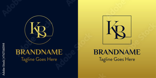 Bild auf Leinwand Letters BK In Circle and Square Logo Set, for business with BK or KB initials