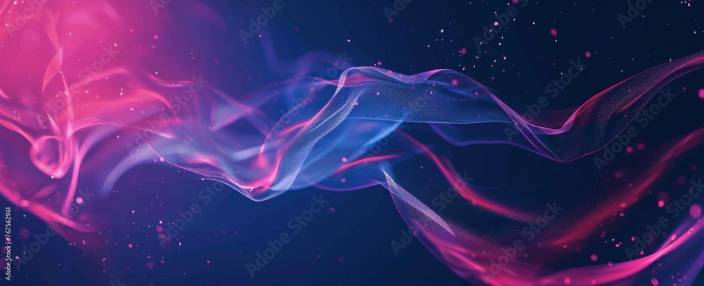 Fantasy cosmos depicted with a swirling mass of blue and magenta particles, evoking the mystery of the universe. - obrazy, fototapety, plakaty 