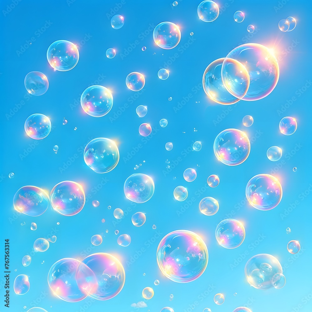 Bubbles on a Blue Sky Background