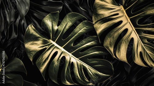 gold black Tropical Leaf background