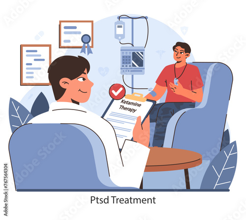 Ketamine Therapy session. Flat vector illustration.