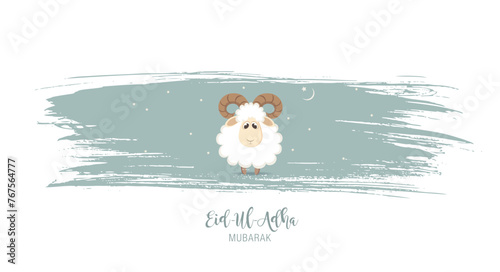 Greeting card for Muslim Community Festival of Sacrifice Eid-Ul-Adha. Vector illustration