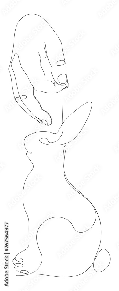 One continuous line of hand with Easter Bunny. Thin Line Illustration vector concept. Contour Drawing Creative ideas. One continuous line of hand with Easter Bunny. Thin Line Illustration vector concept. Contour Drawing Creative ideas.