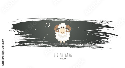 Greeting card for Muslim Community Festival of Sacrifice Eid-Ul-Adha. Vector illustration