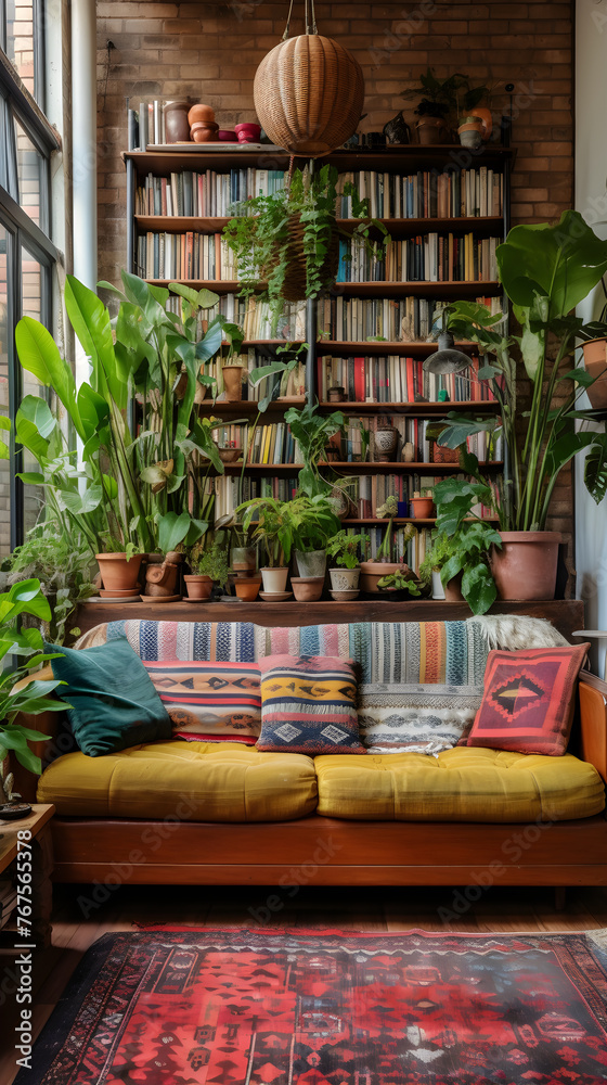 Vibrant Bohemian Interior Bursting with Color and Cultural Treasures