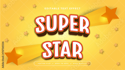 Orange yellow and white super star 3d editable text effect - font style