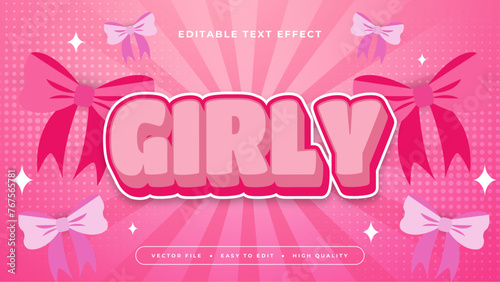 Pink white and red girly 3d editable text effect - font style