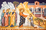 MILAN, ITALY - MARCH 6, 2024: The iocn Jesus healing the blind in the church Chiesa dei Santi Nereo e Achilleo by Iulian Rosu.