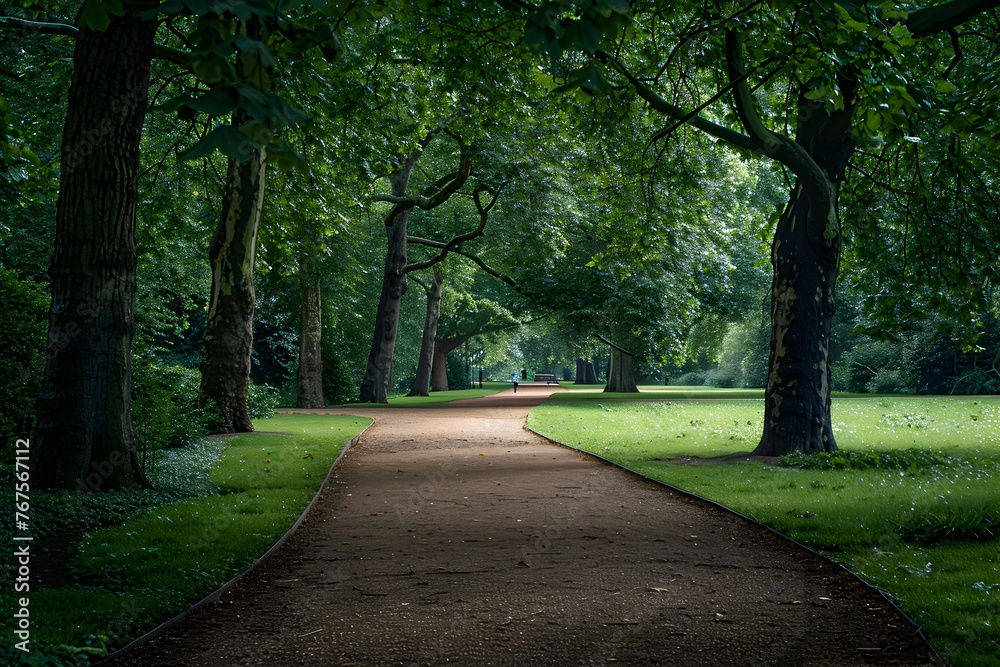 Rhythmic Dance of Conversation: Footsteps in Sync Along Autumn Park Paths