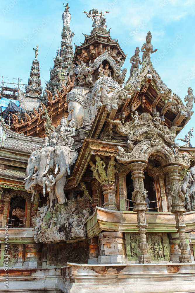 Close up on the Sanctuary of Truth, Pattaya, Thailand