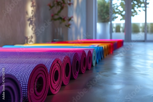 Unfurling Strength and Flexibility: A Dance of Yoga Mats in Serene Spaces