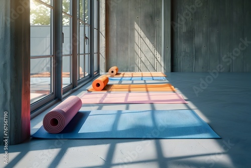 Serene Spaces: Dancers of Strength and Flexibility Unfurl Yoga Mats in a Harmonious Dance