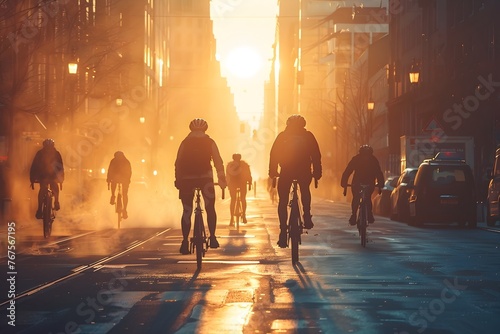 Dawn Embrace: Cyclists Find Freedom Pedaling through Cityscapes at Dawn