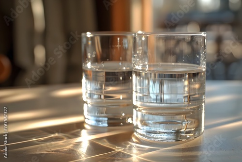 Essential Simplicity - Water Glasses Catching the Light in a Still Life Setting