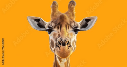 Playful Giraffe on Orange Canvas 
