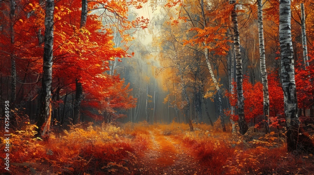 Vibrant Autumn Foliage in the Forest