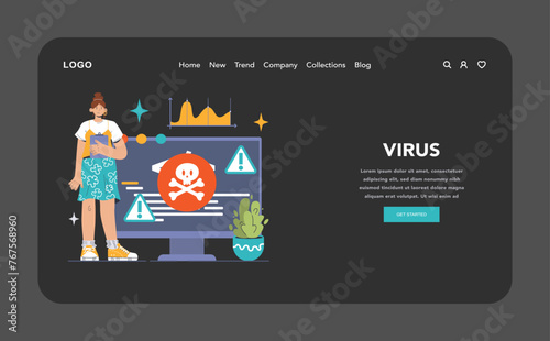 Ransomware attack concept. Flat vector illustration.