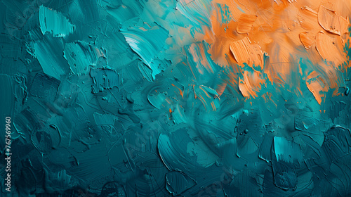 Orange and Teal Abstract Paint Background © Saige Potter