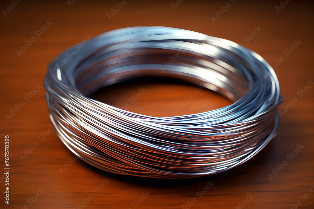 coil of copper and steel wire. industrial industry