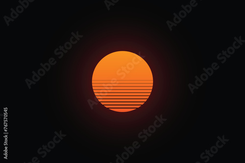 Classic retro 80s style sunset with star background © boontan