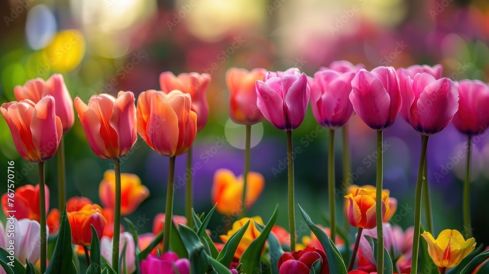 Vibrant Tulip Blossoms in Full Bloom During a Beautiful Spring Season Vibrant Tulip Blossoms in Full Bloom During a Beautiful Spring Season