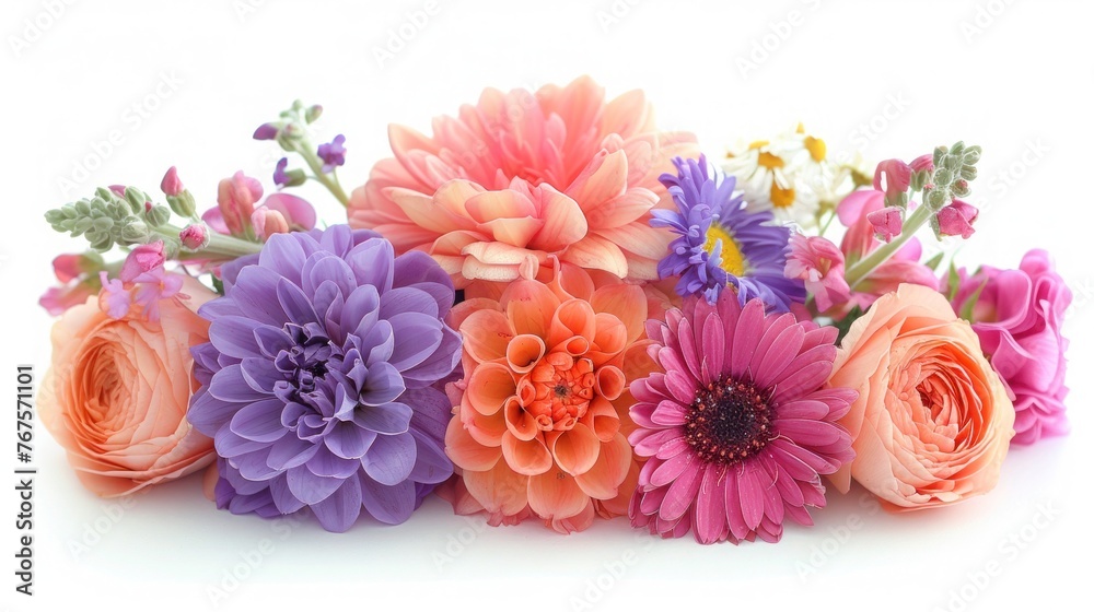 Blooming Beauty: Isolated Bouquet of Flowers on White Background Blooming Beauty: Isolated Bouquet of Flowers on White Background