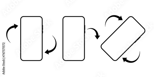 Rotate smartphone isolated icon vector device. Rotate horizontal vertical mobile phone screen swipe orientation.