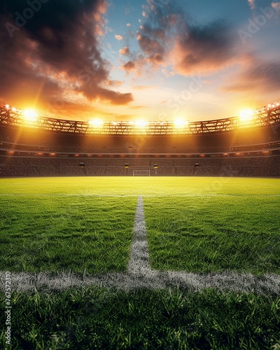 Soccer Field With Bright Sun photo