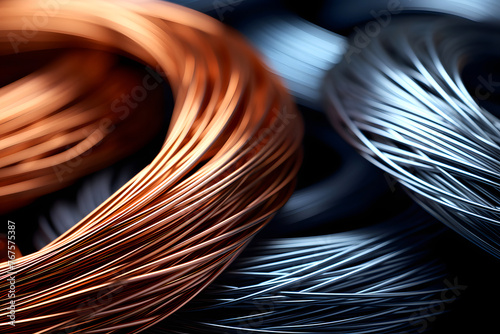 coils of copper and steel wire. industrial industry