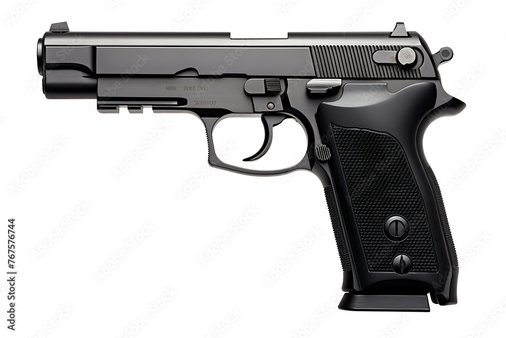 9mm handgun isolated on a white background. 3d render.
