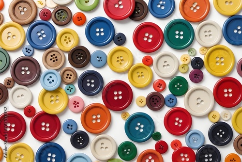 Multicolored buttons on a white background