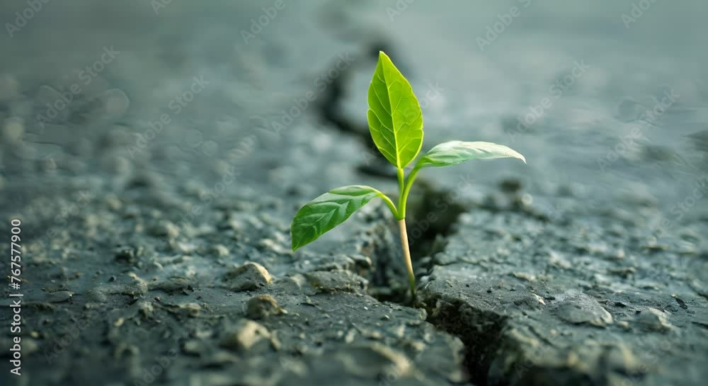 Fresh sprout in a concrete crack, symbolizing resilience Fresh sprout in a concrete crack, symbolizing resilience