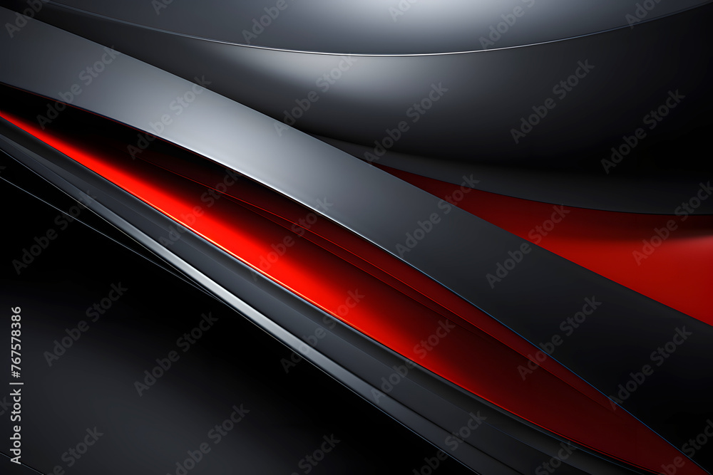 Abstract rendering of brushed color metal surface. Reflective surface. background geometric texture. voluminous black and red panels Abstract rendering of brushed color metal surface. Reflective surface. background geometric texture. voluminous black and red panels