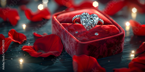 Wedding rings with redrose. photo