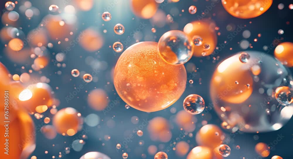 Glowing orbs representing vitamin C serum's brightening effect